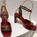 VT Sandals Heels 70mm Ruby Red Cowhide 292779