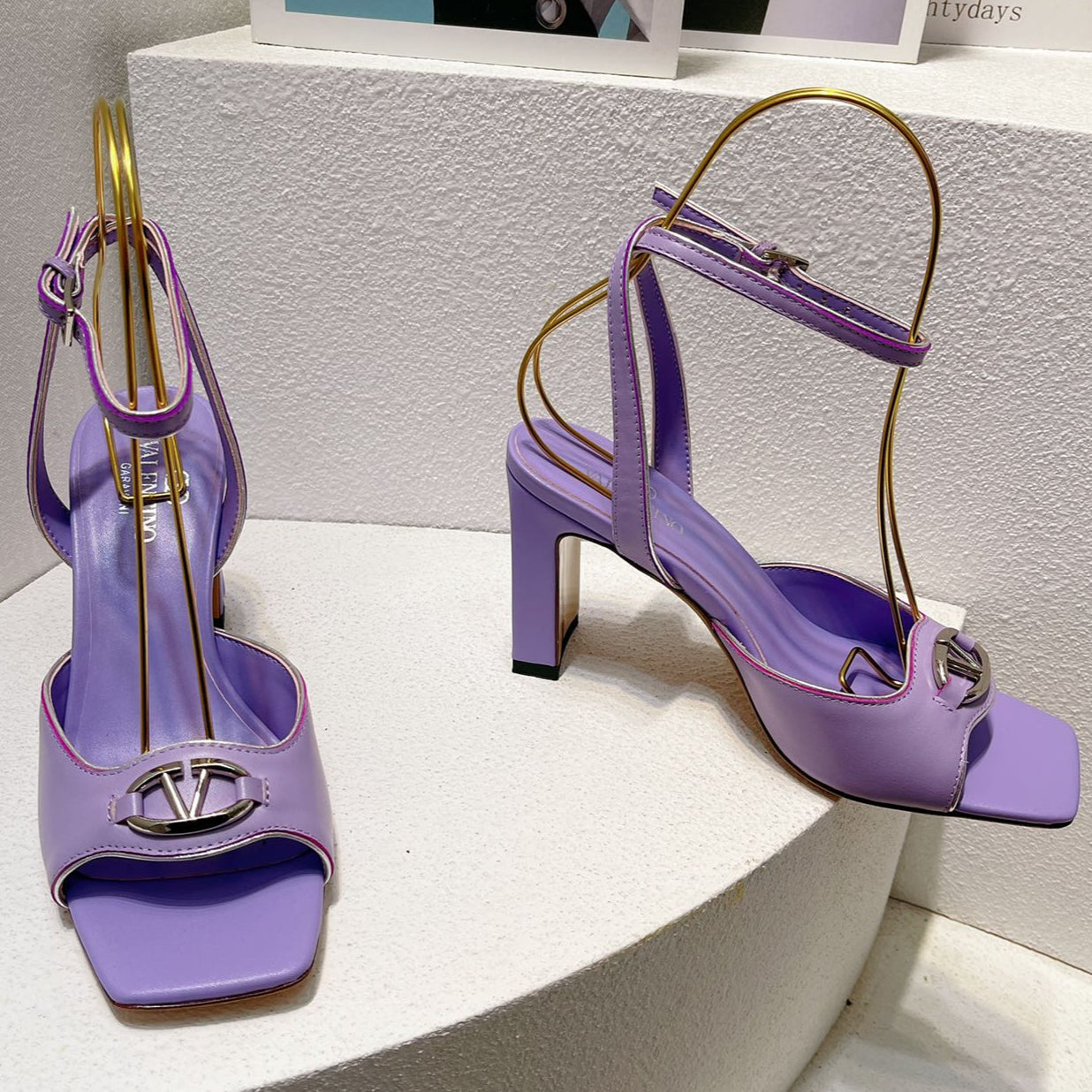 VT Sandals Heels 70mm Medium Purple Cowhide 292781