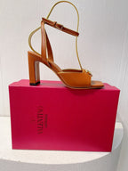 VT Sandals Heels 70mm Brown Cowhide 292783