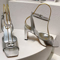 VT Sandals Heels 70mm Silver Cowhide 292785