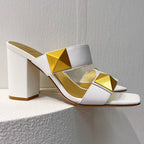 VT One Stud Leather Sandals White Cowhide 292888