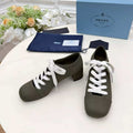 Prada 25 Mary Jane Shoes 55mm Dark Olive Fabric 564185