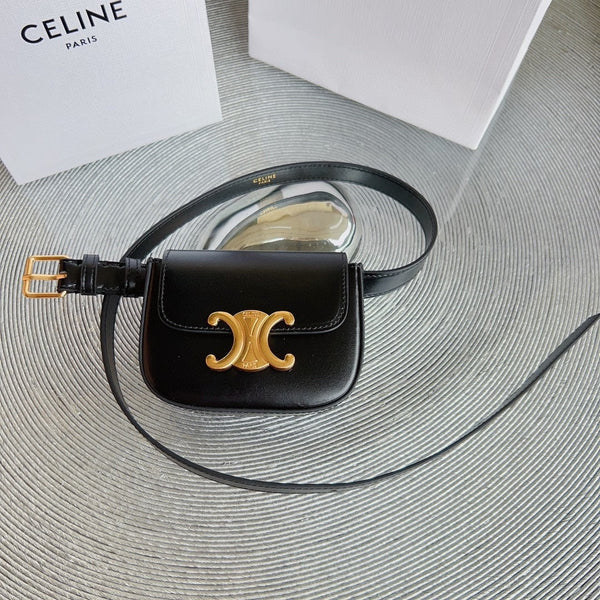 celin black calfskin belt bag
