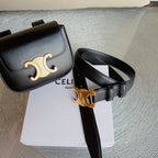 celin black calfskin belt bag triomphe gold buckle