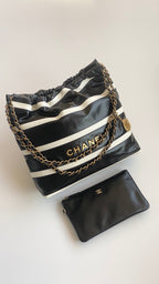 Chanel 25 Bag Black White Soft Calfskin