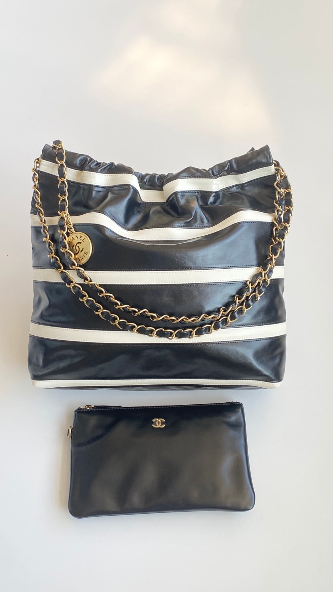 Chanel 25 Bag Black White Soft Calfskin