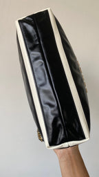 Chanel 25 Bag Black White Soft Calfskin
