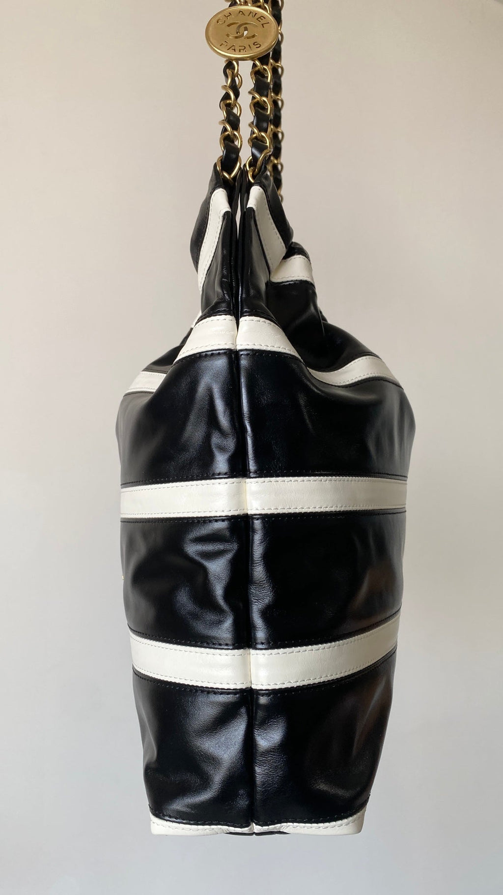 Chanel 25 Bag Black White Soft Calfskin