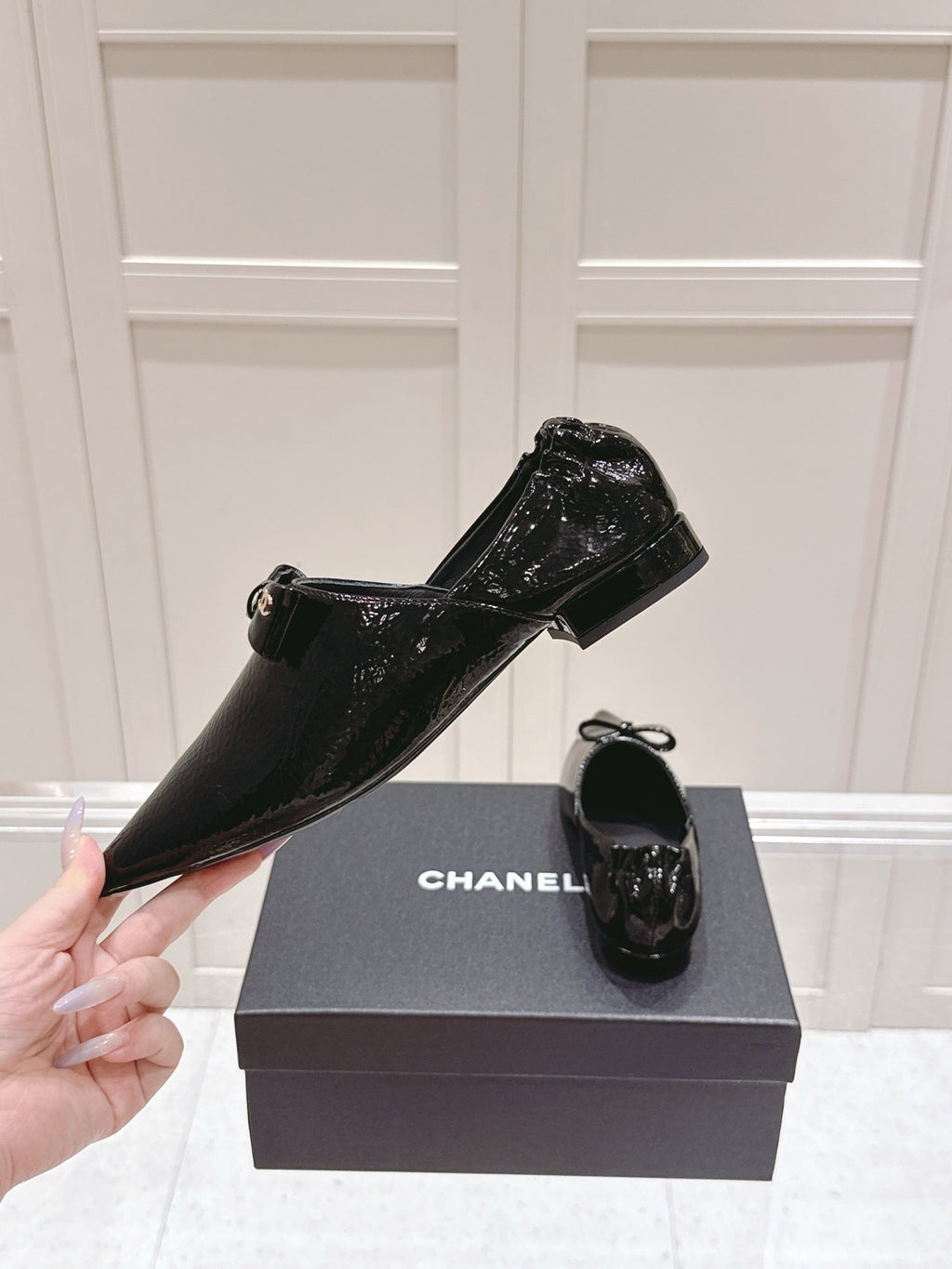 CC 25 Half-Mule Loafers Black Patent Leather 355669