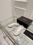 Chanel 25A Sports Shoes White Black Sheepskin 393112
