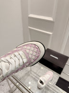 Chanel 25A Sports Shoes White Black Mix Pink Sheepskin 393113