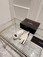 Chanel 25A Sports Shoes White Black Mix Pastel Peach 393115