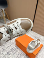 HM Casual Sneakers Black Buckle Taupe Leather