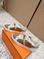 HM Casual Sneakers Black Buckle Taupe Leather