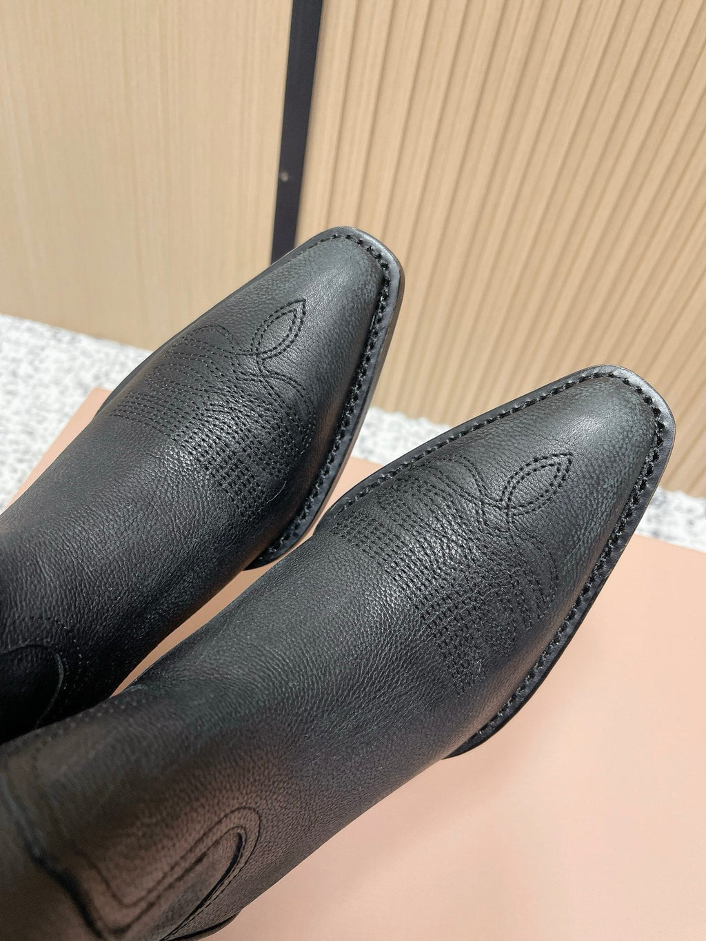 Miumiu Latest FW Western Cowboy Boots Black   Leather 533964