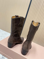 Miumiu Latest FW Western Cowboy Boots Brown   Leather 533965