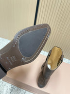 Miumiu Latest FW Western Cowboy Boots Brown   Leather 533965