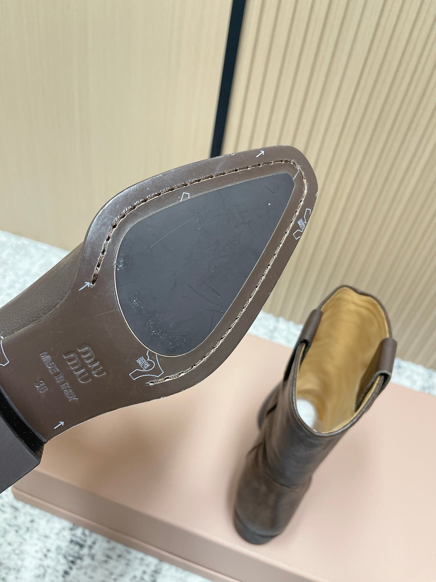 Miumiu Latest FW Western Cowboy Boots Brown   Leather 533965