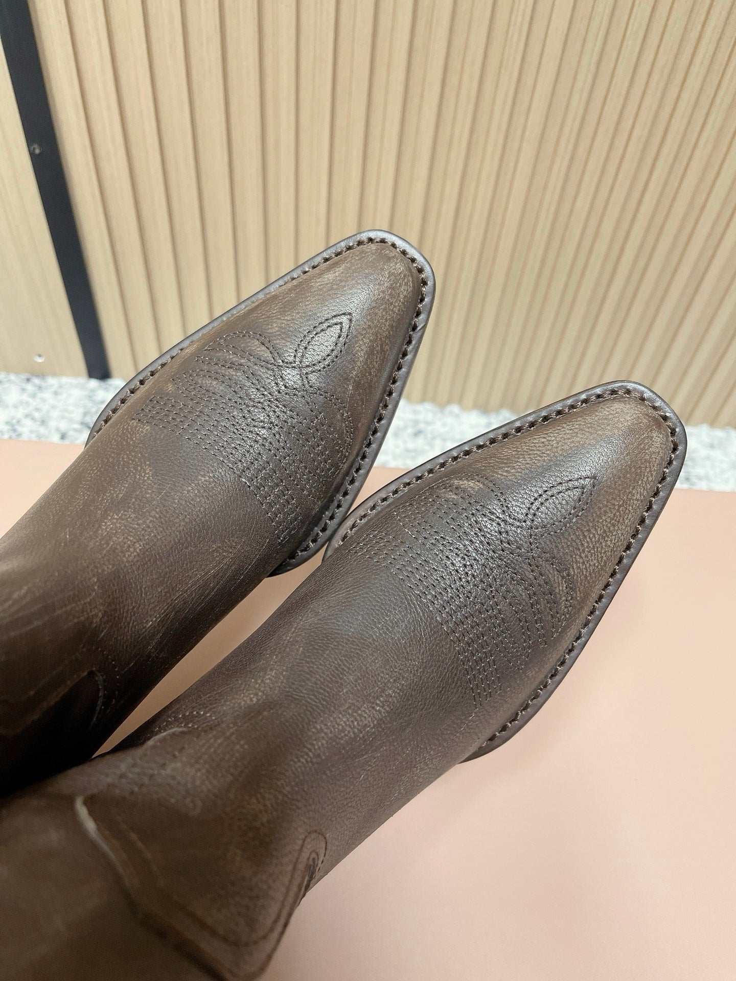Miumiu Latest FW Western Cowboy Boots Brown   Leather 533965