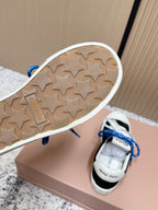 Miu Miu Plume Sneakers Black White Blue Suede Cowhite 533982