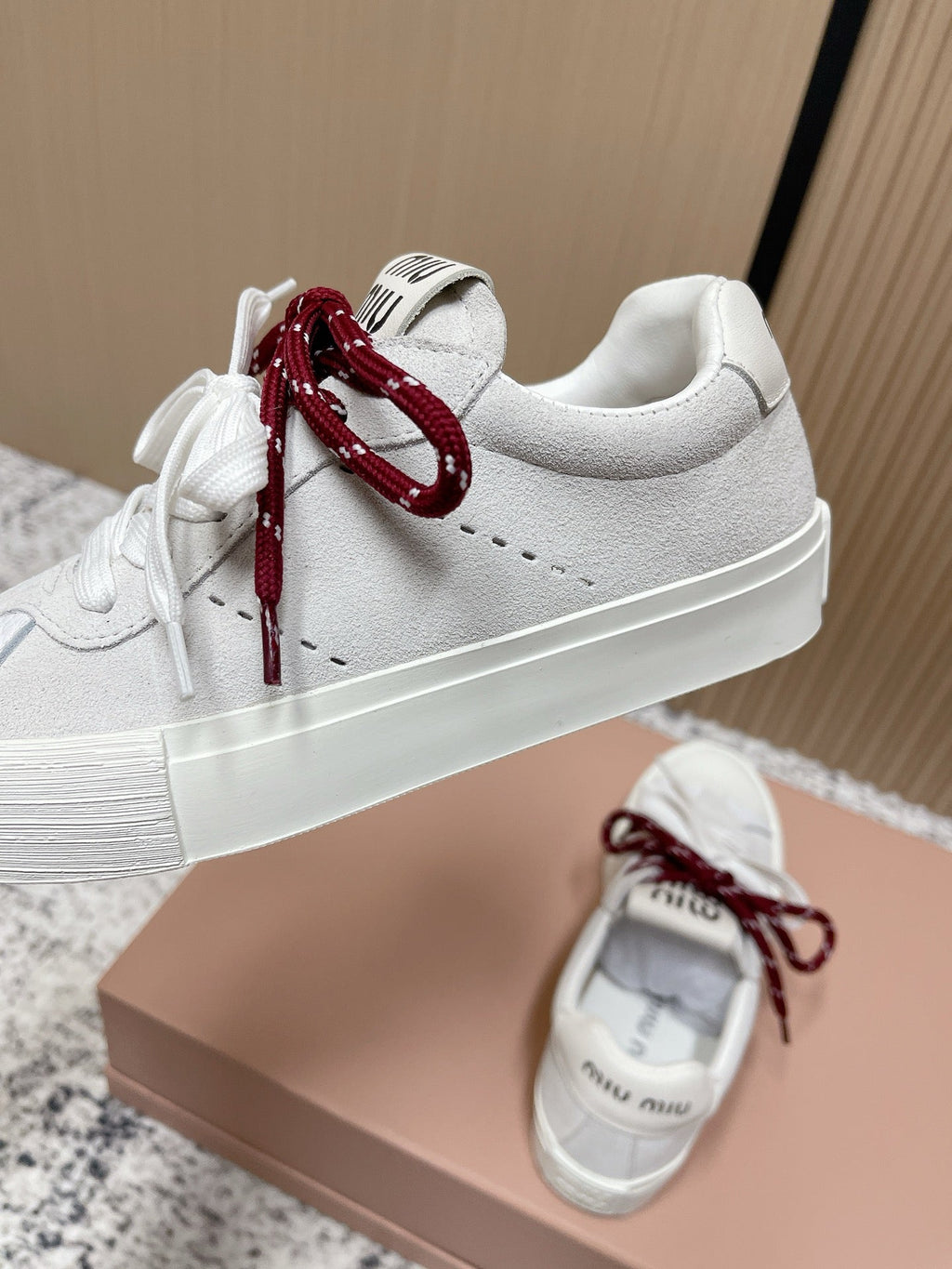 Miu Miu Plume Sneakers White  Red Yellow Suede Cowhite 533983