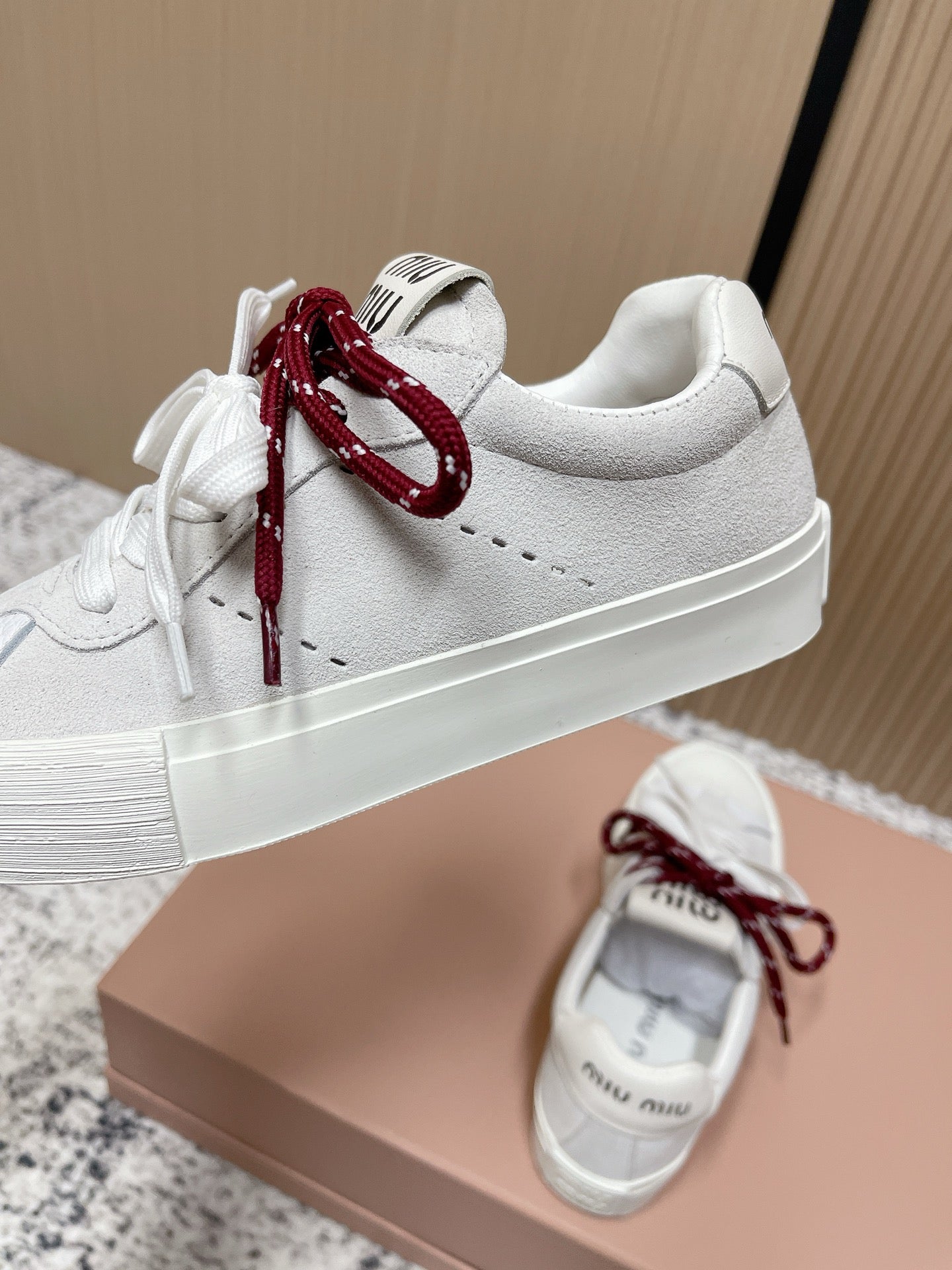 Miu Miu Plume Sneakers White  Red Yellow Suede Cowhite 533983