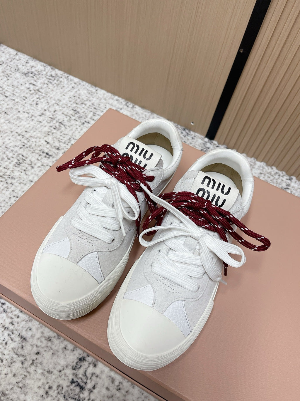 Miu Miu Plume Sneakers White  Red Yellow Suede Cowhite 533983