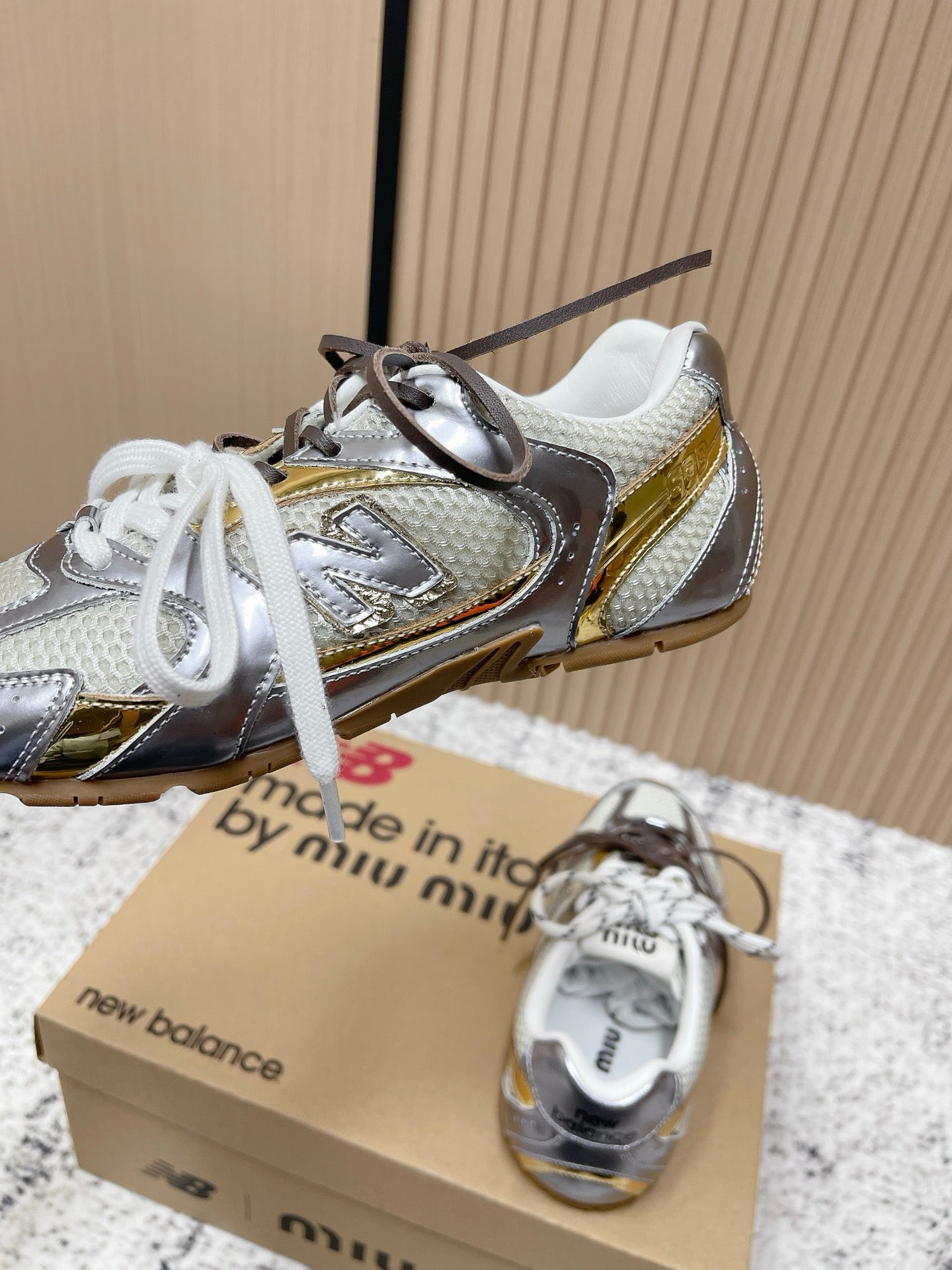 MiuMiu x New Balance Casual Sneakers Multicolor Patent Leather and Mesh 533991