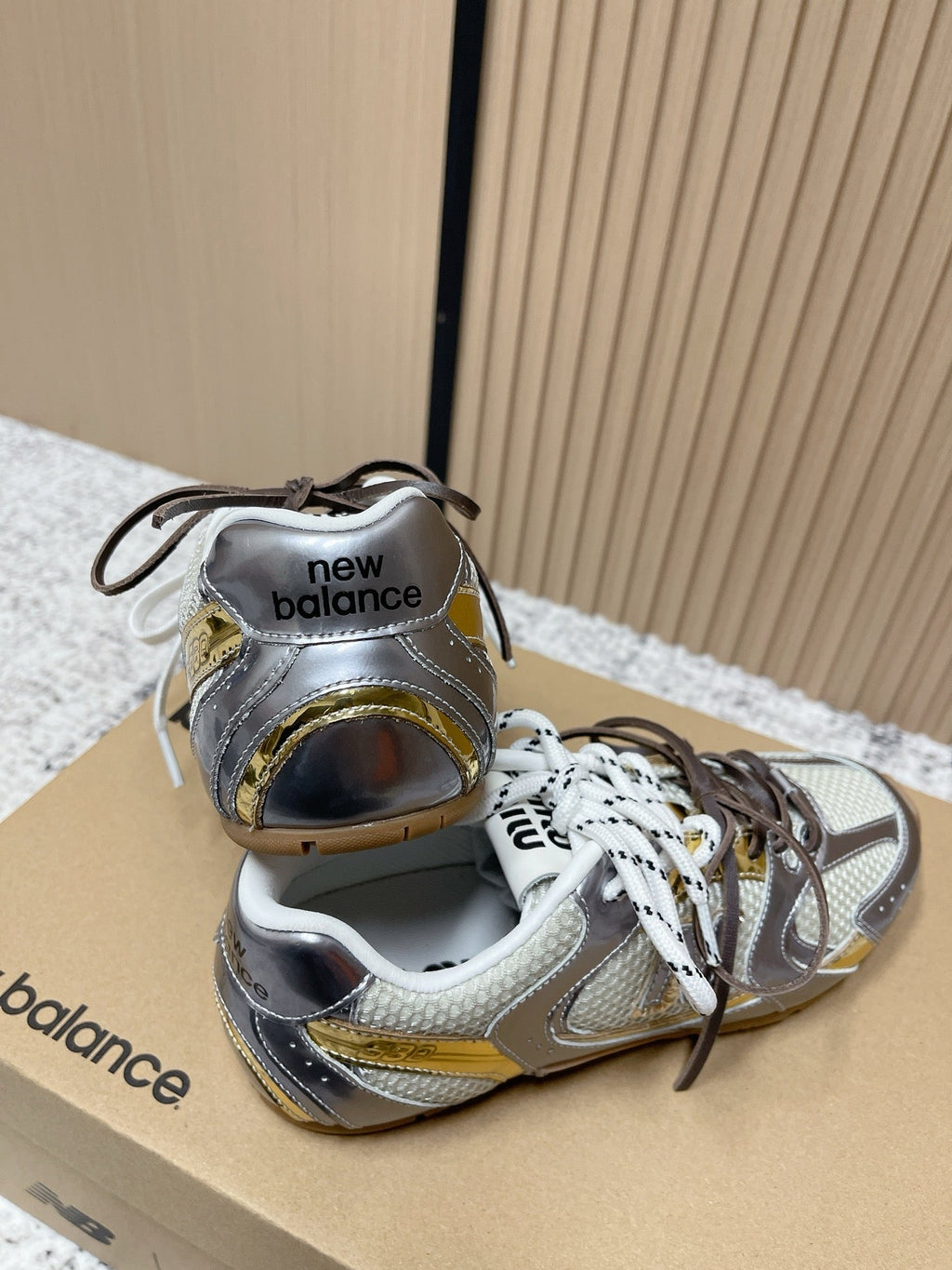 MiuMiu x New Balance Casual Sneakers Multicolor Patent Leather and Mesh 533991