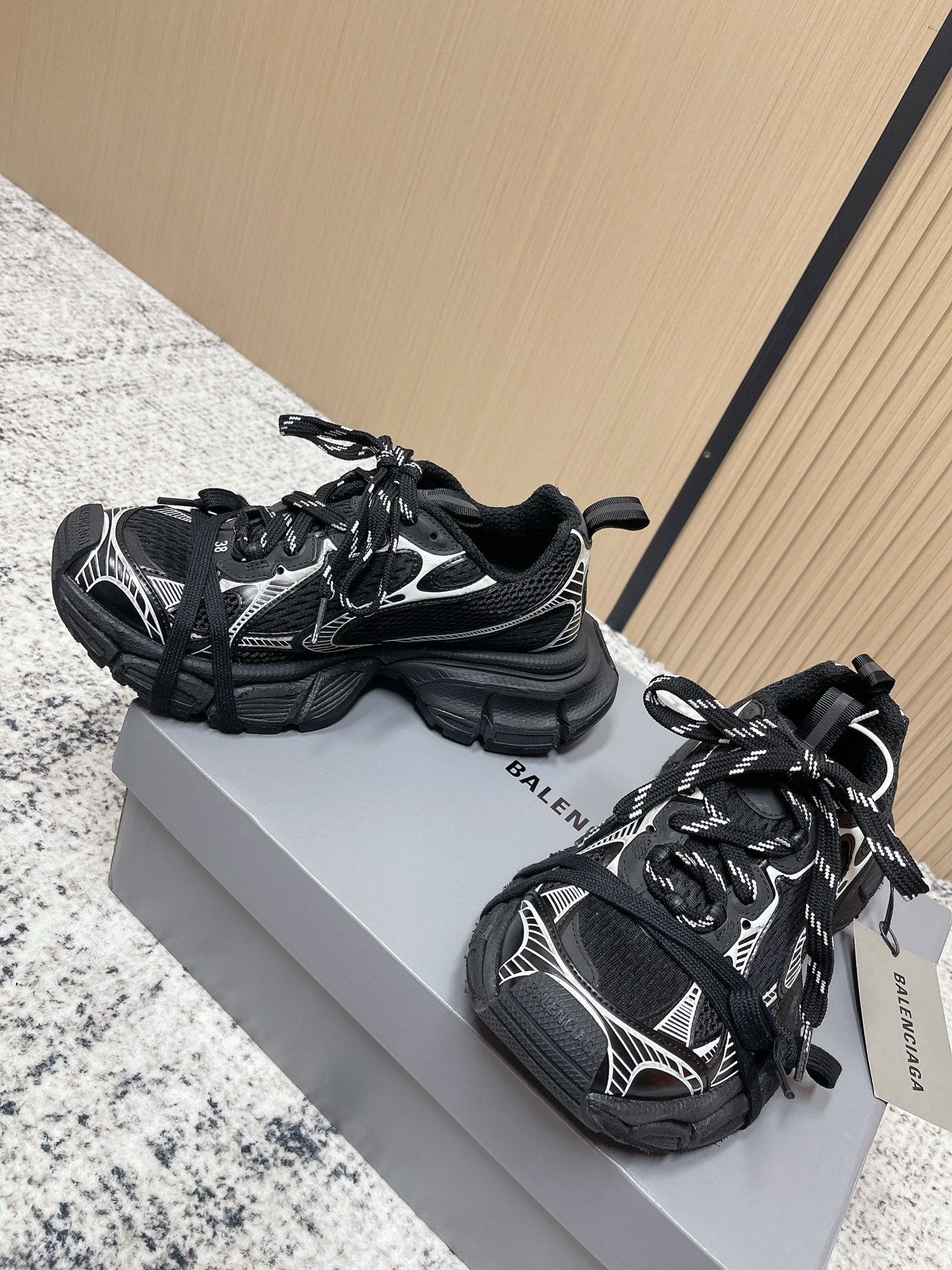 Balenciaga Sneaker Mesh Lace-up Black Fabric 534176