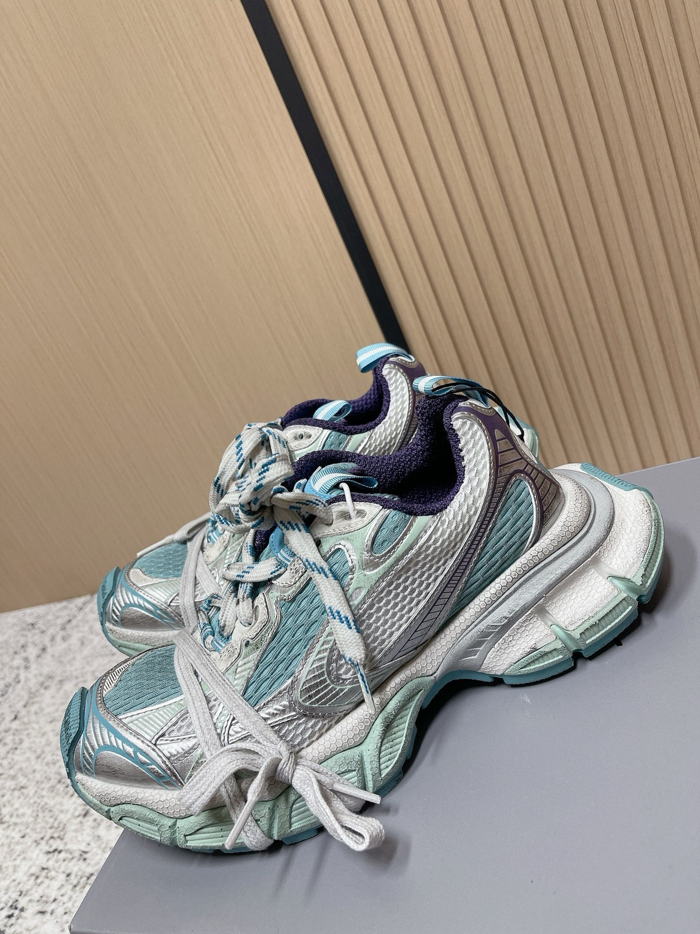Balenciaga Sneaker Mesh Lace-up Light Blue Fabric 534179