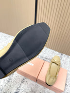Miu Mary Jane Flat Beige Sheepskin 591574