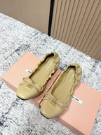 Miu Mary Jane Flat Beige Sheepskin 591574