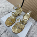CD 26s High Heel Sandals 80 Gold Champage   Leather 643497