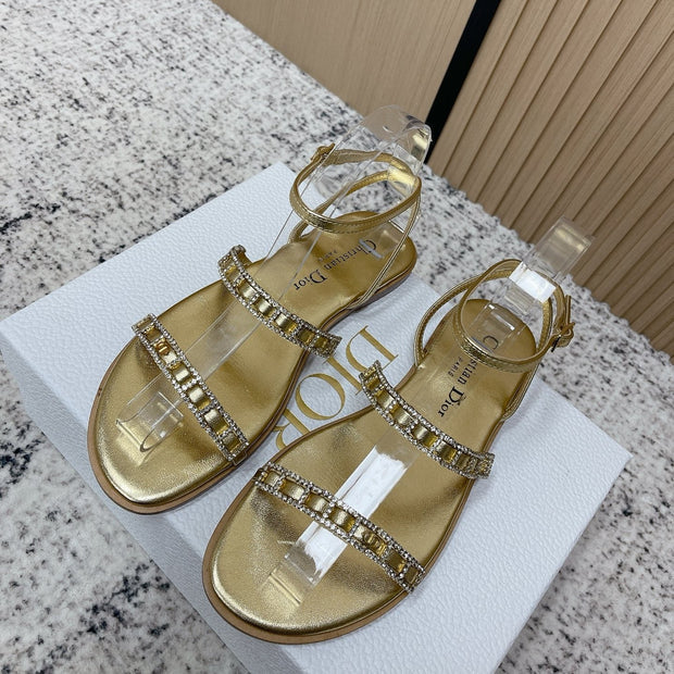 CD 26s Crystal Sandals Gold Champage   Leather 643499