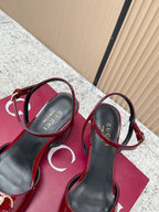 GG Signora Sandals 8.5cm Burgundy Shiny Leather 752218