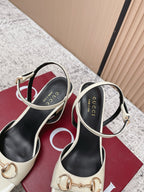 GG Signora Sandals 8.5cm White Shiny Leather 752219