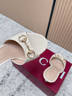 GG Sandal With Horsebit 8.5cm White Shiny Leather 752223