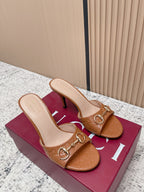 GG Sandal With Horsebit 8.5cm Brown Shiny Leather 752224