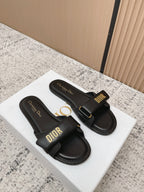CD Dioriviera Dioract Slides Black Cowhide 752399
