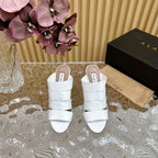 ALAIA ELASTIC CAGE MULE SANDALS IN WHITE WOVEN STRAP AND LAMBSKIN