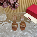 High Heel 70 Mule Sandal The Bold Edition Vlogo Square Toe Brown