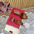 High Heel 70 Mule Sandal The Bold Edition Vlogo Square Toe Brown