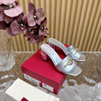 High Heel 70 Mule Sandal The Bold Edition Vlogo Square Toe Silver