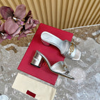 High Heel 70 Mule Sandal The Bold Edition Vlogo Square Toe Silver