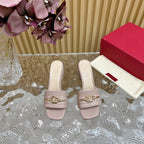High Heel 70 Mule Sandal The Bold Edition Vlogo Square Toe Rose Cannelle
