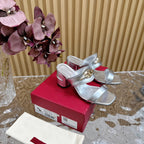High Heel 70 Sandal The Bold Edition Vlogo Square Toe Silver