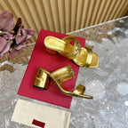 High Heel 70 Sandal The Bold Edition Vlogo Square Toe Gold