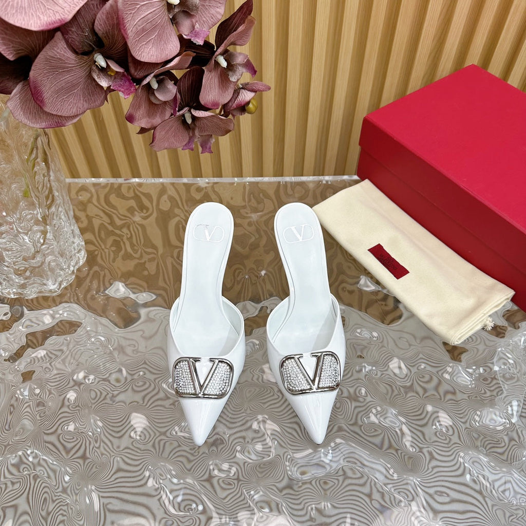 Vlogo Signature with Crystals Slingback Pump 70 White Calfskin