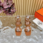 hm iveresse sandal 65 gold brown calfskin